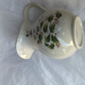 Christmas Holly Yuletide small Pitcher c Gold Trim Japan Holiday Fine China Vtg